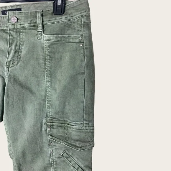 WHBM Blanc Olive Green Slim Ankle Utility Jeans Size 6R - Picture 7 of 10